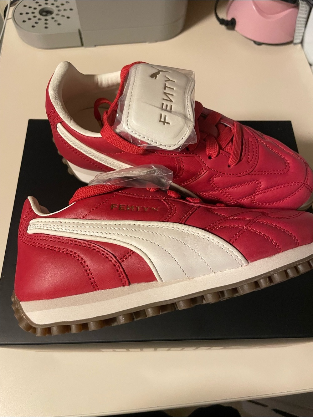 Fenty Beauty Men's Red & White Retro Runner Sneakers